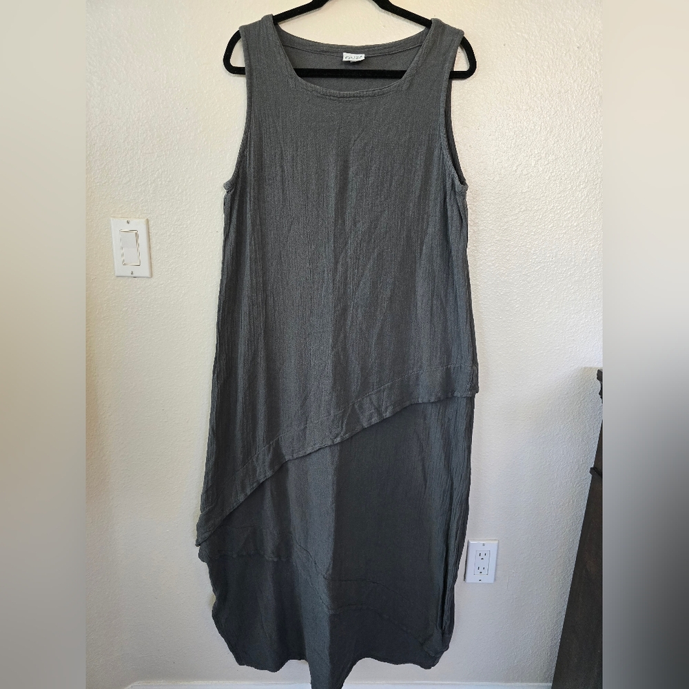 Oh My Gauze! Gray Asymmetrical Maxi Dress for Work
